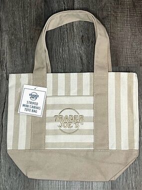 2026 mini Trader Joe’s tote cream and white striped